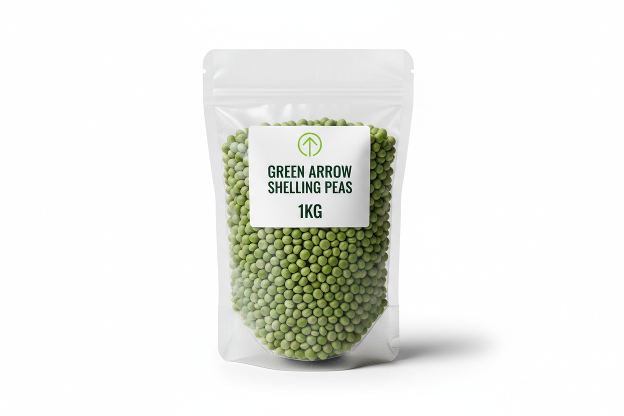 Green Arrow Shelling Peas 1KG bag full of pea seeds Green Arrow Shelling Peas - High-Yield Heirloom Variety for Gardeners