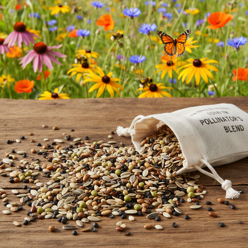 Packet of Wildflower Pollinator Mix with native seeds for bees and butterflies