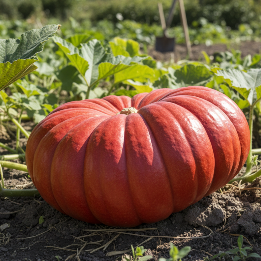 Cinderella Pumpkin Rouge Vif d’Etampes French Heirloom produces beautiful large pumpkins