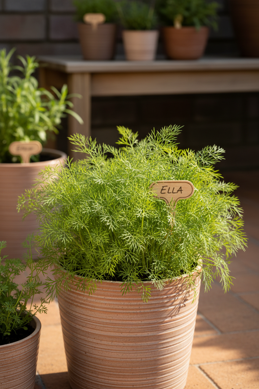 Ella Dill cultivar with dense, stout emerald green dill leaves growing compactly up to 35 cm tall