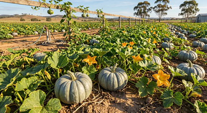 Queensland Blue pumpkin seeds with blue-grey rind and sweet orange flesh for home gardening