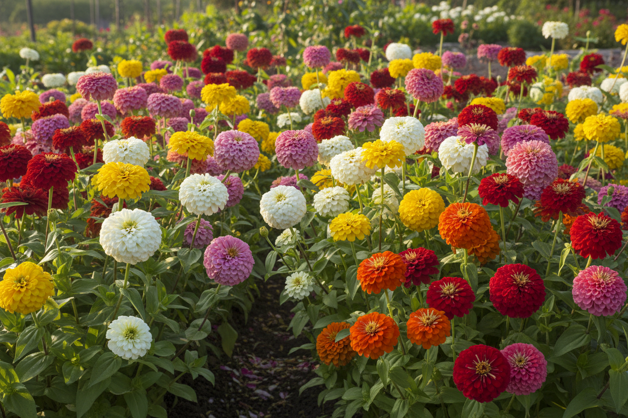Giant Blue Point Zinnia Mix vibrant blue and purple blooms under the sea zinnia mix tall plants