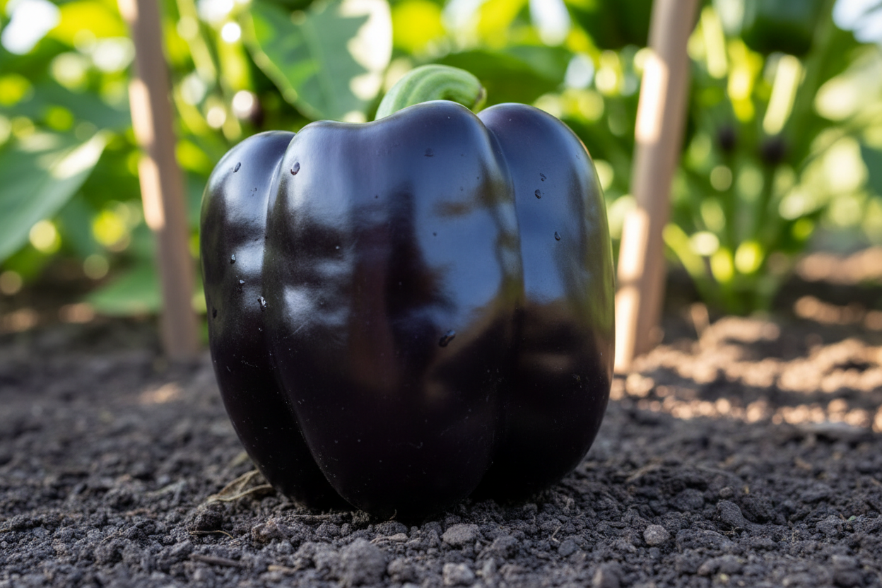 Purple Beauty Sweet Pepper Garden Variety With Deep Purple Color 